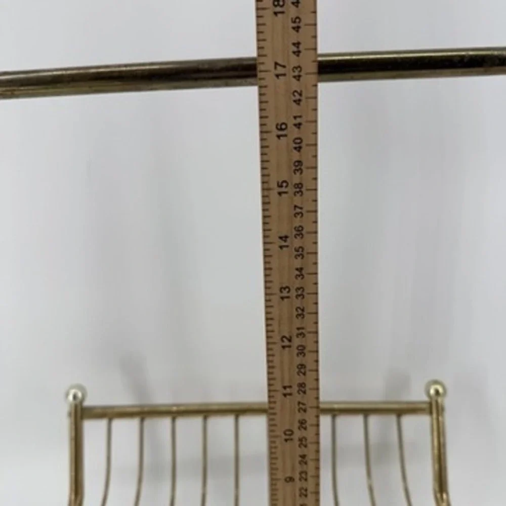 Vintage Mid Century Modern Gold Wire Magazine Rack Brass Tone Record Holder MCM